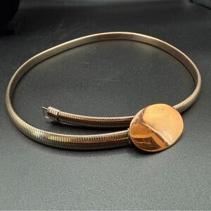 Vintage Gold-Tone Women's Snake Chain Belt with Copper Mod Circle Accent 24in